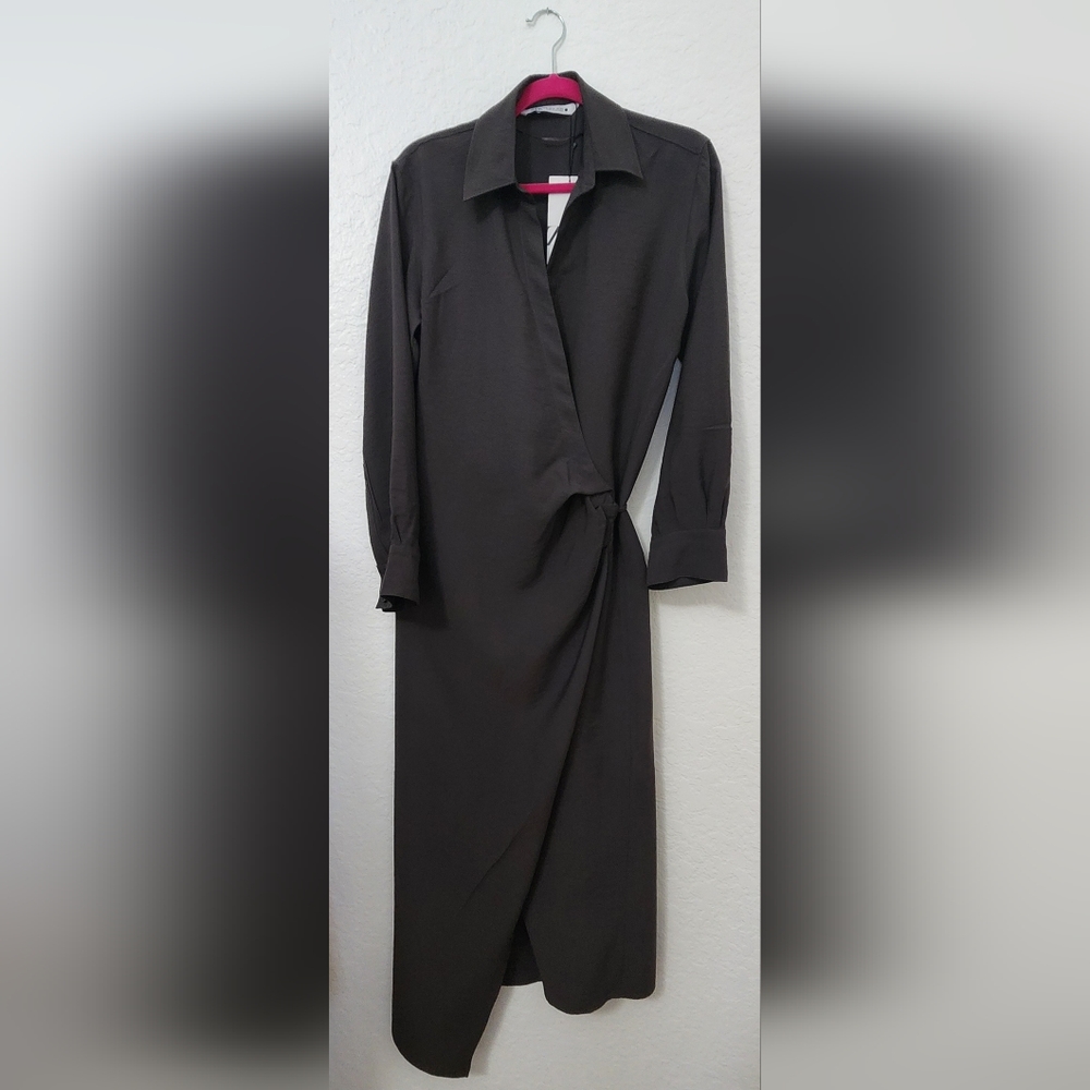 Zara Women's NWT Long Dark Shirt Dress. Size S - Picture 9 of 16
